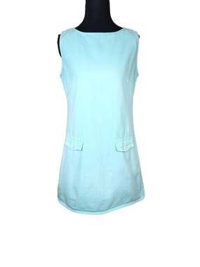 N2 Not Guilty Vintage Aqua Blue Cotton Sleeveless Shift Dress Size 5/6